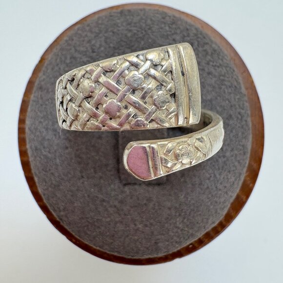 VTG Solid Sterling SIlver 925 Textured Bypass Design Band Ring Size 8 - Picture 1 of 12